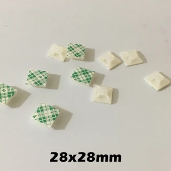 

50pcs 28x28mm 28*28 White Black Nylong Square Plastic 3M Glue Self Adhesive Wire Zip Fixed Seat Holder Cable Tie Mount Base