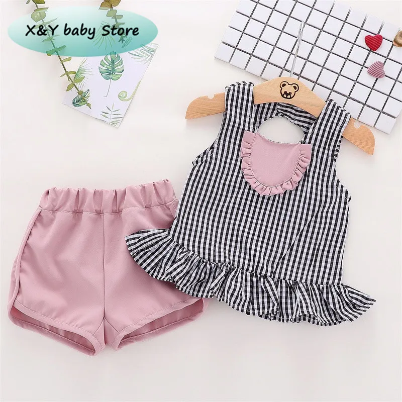 

Newborn Baby Girl Clothes Set 2019 Summer Sleeveless T shirt+Shorts Girls Clothing Cotton Princess Baby Girl 2 Piece Outfits Set