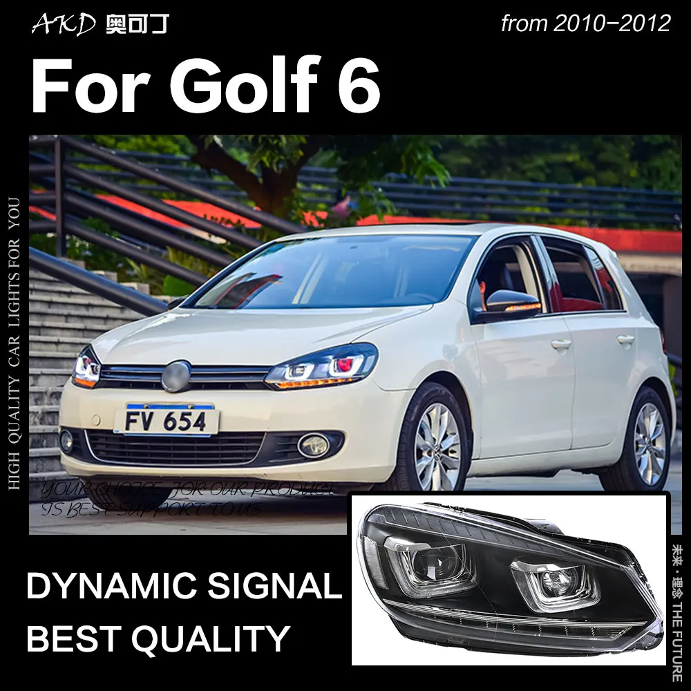 AKD автомобильный Стайлинг для VW Golf 6 фары 2009-2012 динамический сигнал Golf6 светодиодный DRL Hid головной фонарь Ангел глаз биксеноновый луч аксессуары