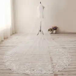 2019 дизайнерские Свадебные вуали кружевные аппликации блёстками однослойные Удивительные Свадебные аксессуары свадебная фата с расчески