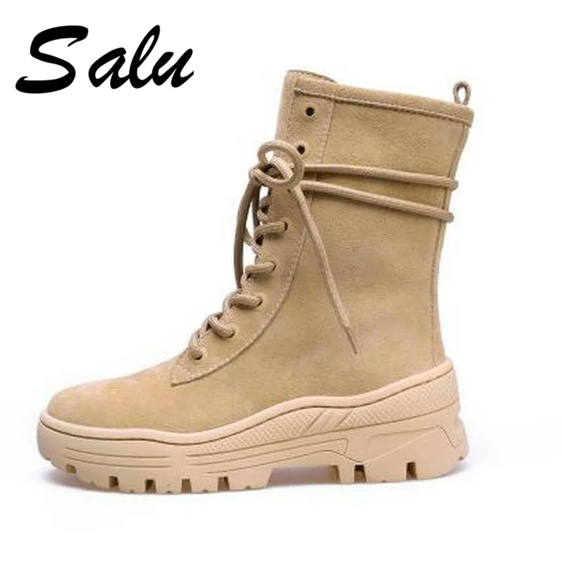 

Salu New Ankle Boots Fashion Retro Black Warm Women Shoes Handmade High Quality Spring Autumn Winter Short Boots