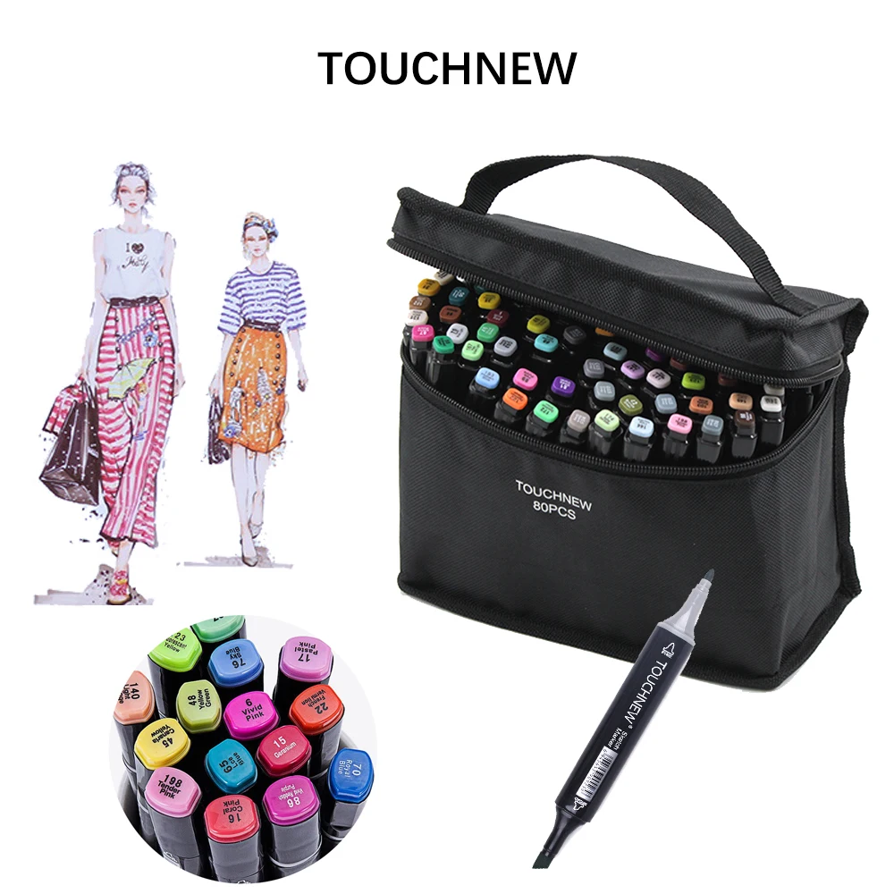 TOUCHNEW-30-40-60-80-168-colores-arte-marcador-Set-a-base-de-Alcohol-Sketch-marcador