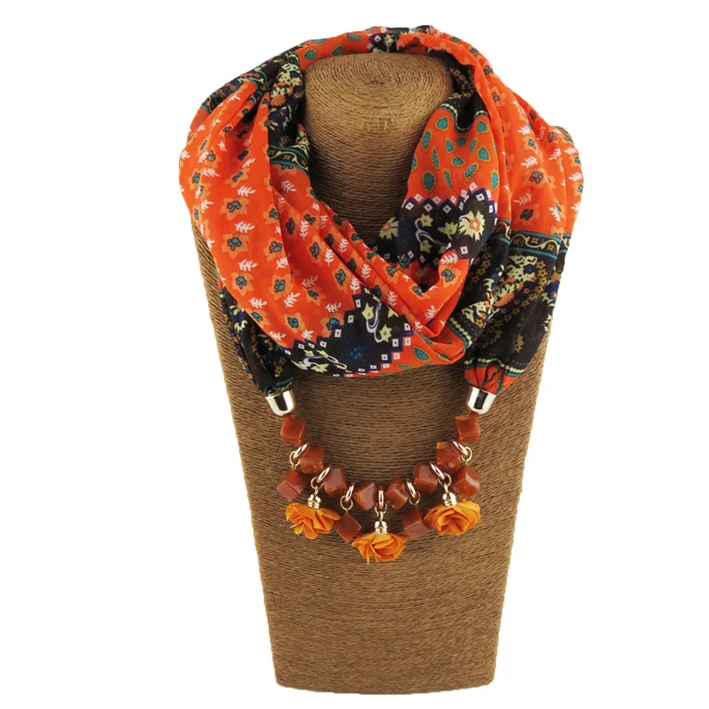 RUNMEIFA, многостильное ювелирное массивное ожерелье, кулон, шарф, женский шейный платок в богемном стиле, Женские аксессуары, хиджаб, магазины - Цвет: 28