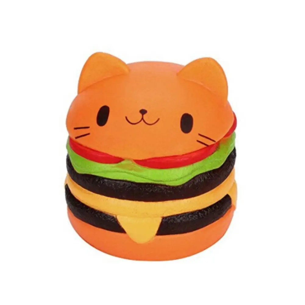 Сжимающая мультяшная кошка гамбургер каваи мягкая ароматическая Нетоксичная сквиш медленно поднимающаяся изысканная мягкая забавная антистрессовая пищащая игрушка
