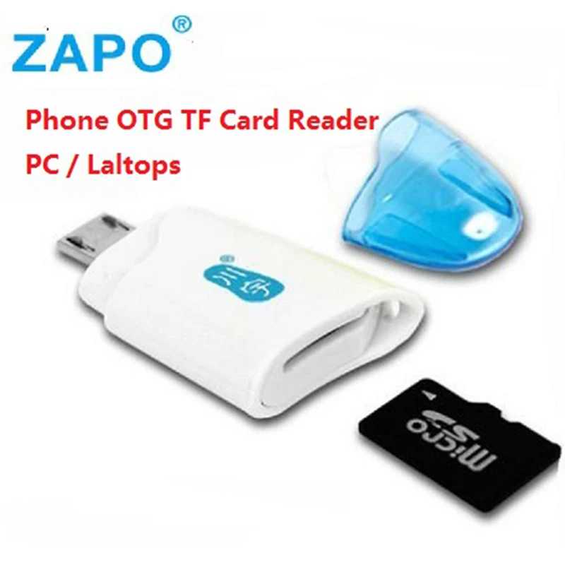 

ZAPO Mini TF OTG Card Reader Micro USB 2.0 Indicator Light 2 in 1 to Type C Memory Cards Reader For Phone Tablet MacBook PC
