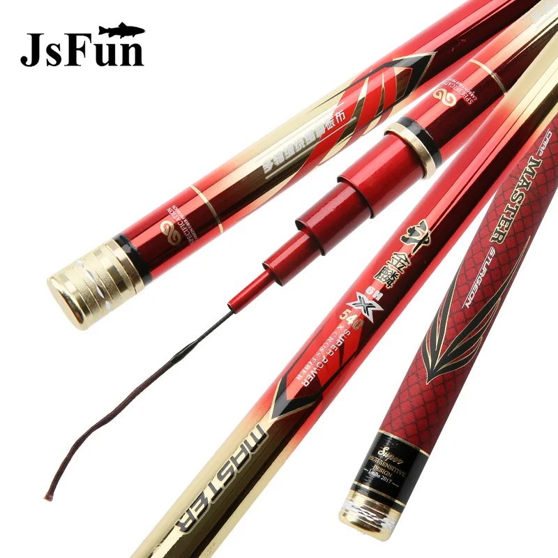 

JSFUN 3.6-6.3M Stream Fishing Rod Carbon Fiber Telescopic Fishing Rod Ultra Light Carp Fishing Pole YG14