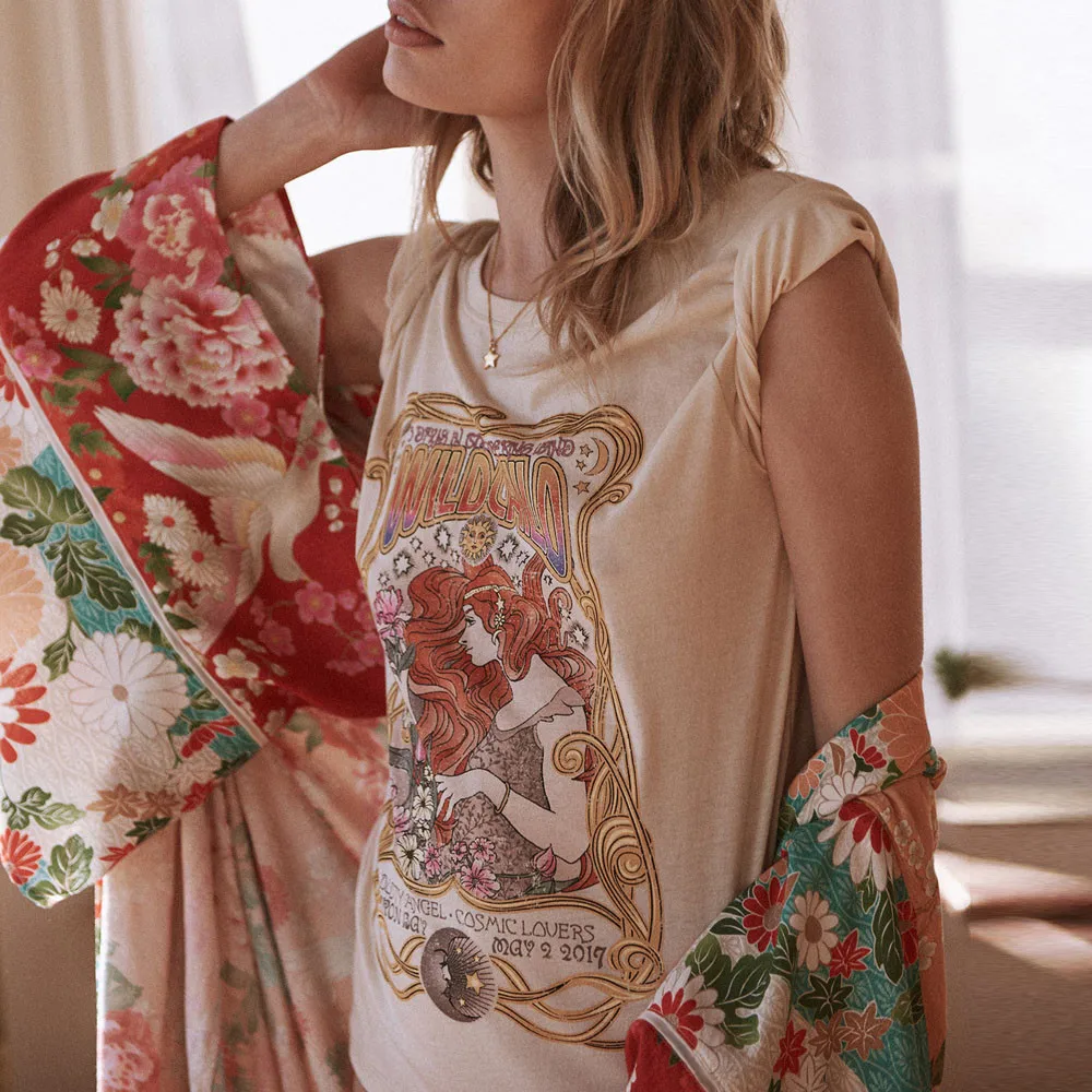 

Summer Top Blouse Womens Sexy Chiffon Shawl Floral Print Kimono Cardigan Top Belt Beachwear Playa Arriba YJJ34#40