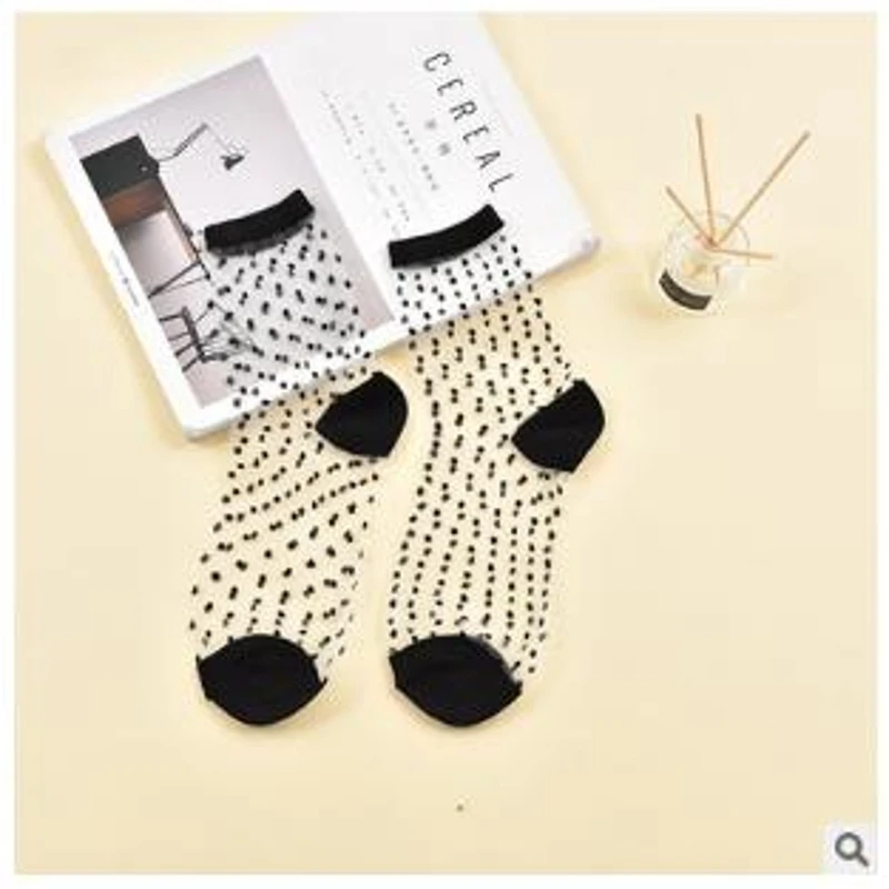 

Spring Lace Transparent Crystal Lady Socks 10 Colors Comfy Sheer Silk Ankle Socks MOU