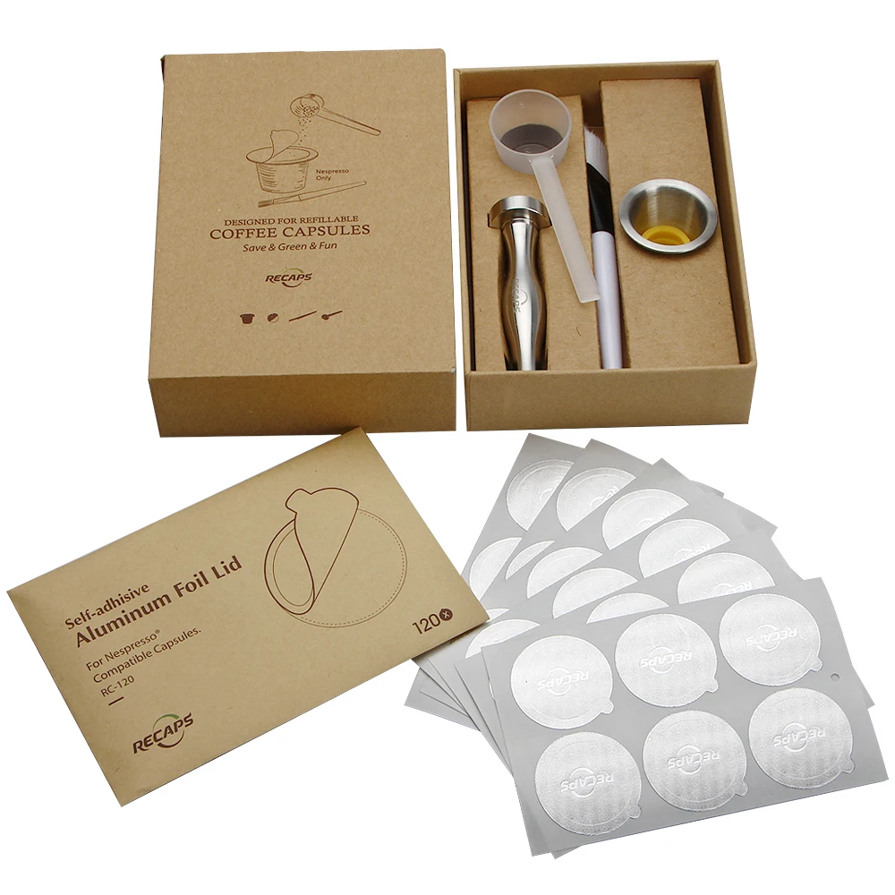 Recaps Refillable Reusable Stainless Steel Coffee Capsule Pod for Nespresso Original Line Machines Makers Recaps Refillable Reusable Stainless Steel Coffee Capsule Pod for Nespresso Original Line Machines Makers