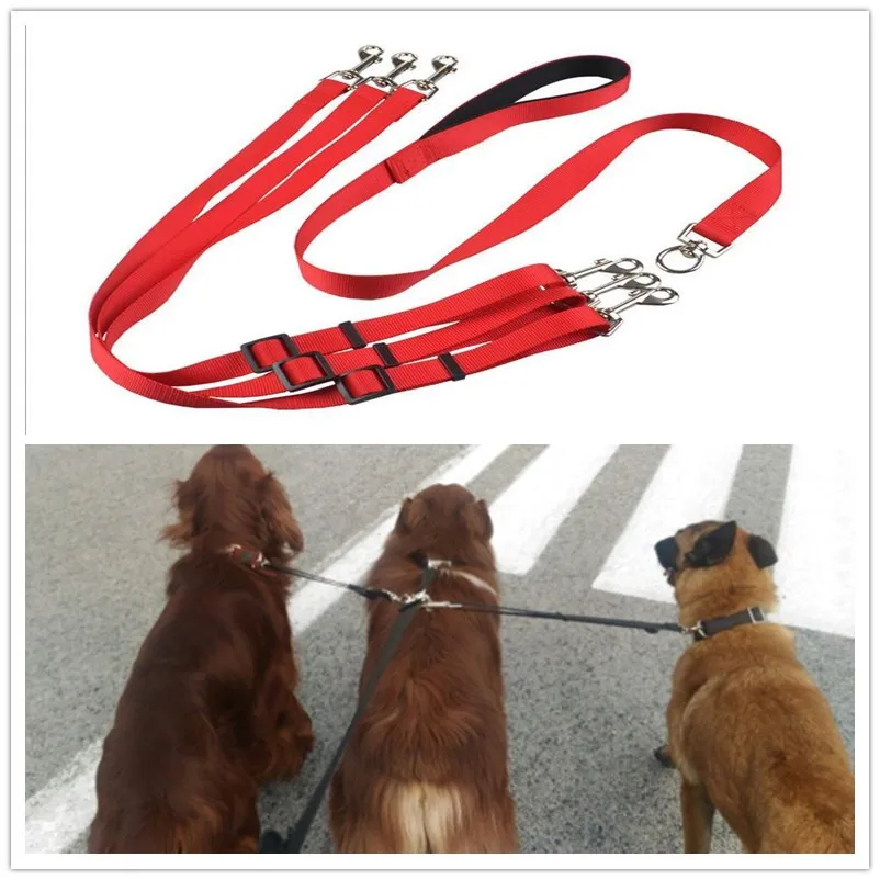 

triple pet Leashes for 1 to 3 dogs Nylon dog Pull strap for meidum and big dogs high quality B22