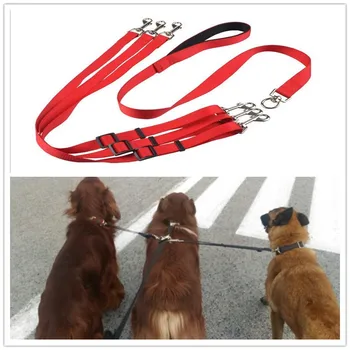 

triple pet Leashes for 1 to 3 dogs Nylon dog Pull strap for meidum and big dogs high quality B22