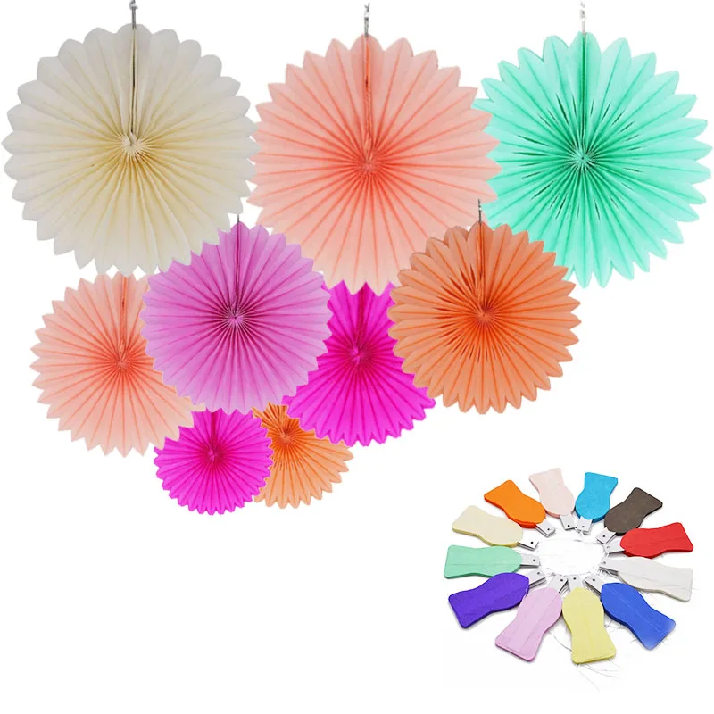 1Pcs 10/15/20/25/30cm Tissue Paper Fan Pinwheels Hanging Flower Paper Crafts for Party Wedding Birthday Baby Shower Decoration 8
