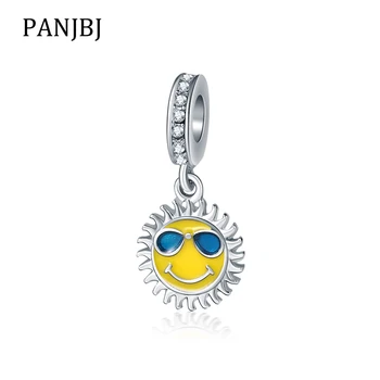 

New Original Alloy Bead Sun with Sunglasses Dangle Charm Fit Pandora Bracelet Necklace DIY Women Jewelry