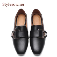 Stylesowner/женские лоферы на плоской подошве; Повседневная обувь без застежки с жемчужной пряжкой и круглым носком; удобная обувь из овечьей кожи