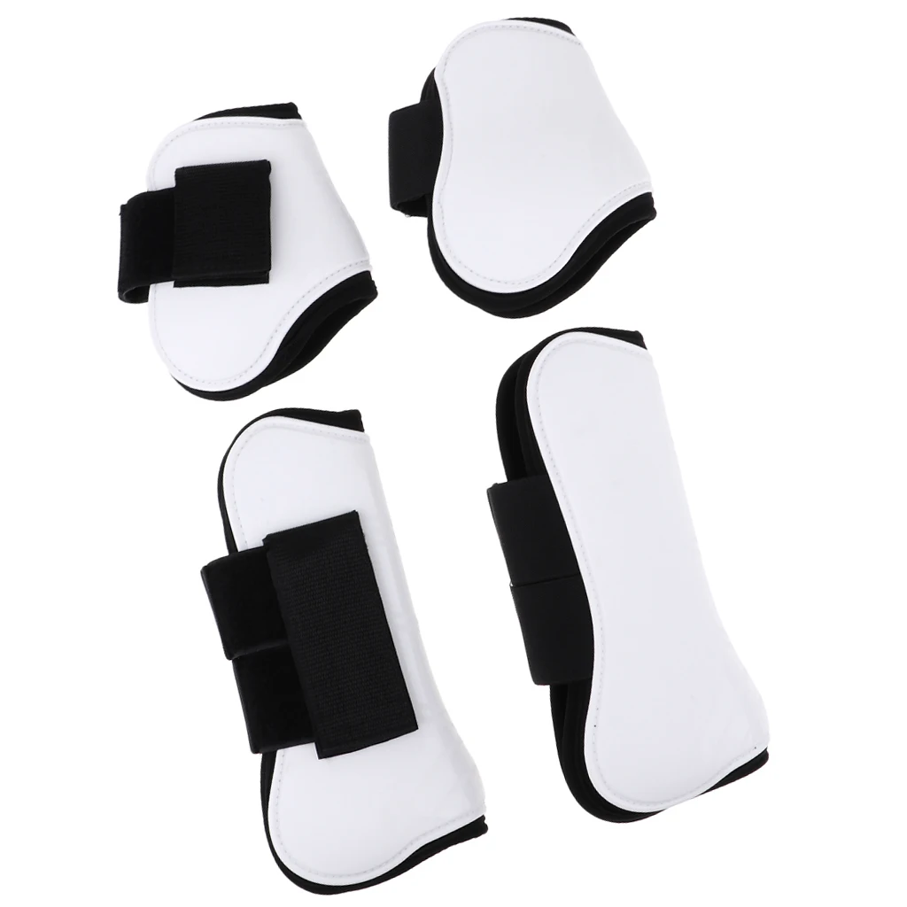 2 Pairs Horse Leg Boots Front Hind Leg Tendon Protect Equestrian, PU Shell and High-Quality Neoprene