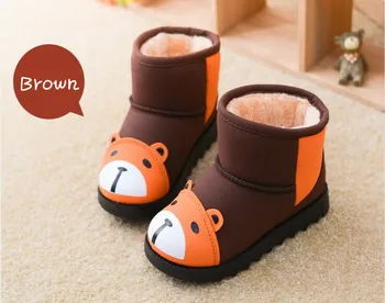 

New Arrival Christmas boots children HOOk&LOOP soft bottom cute bear Winter Thick Plush Toddler Baby Shoes
