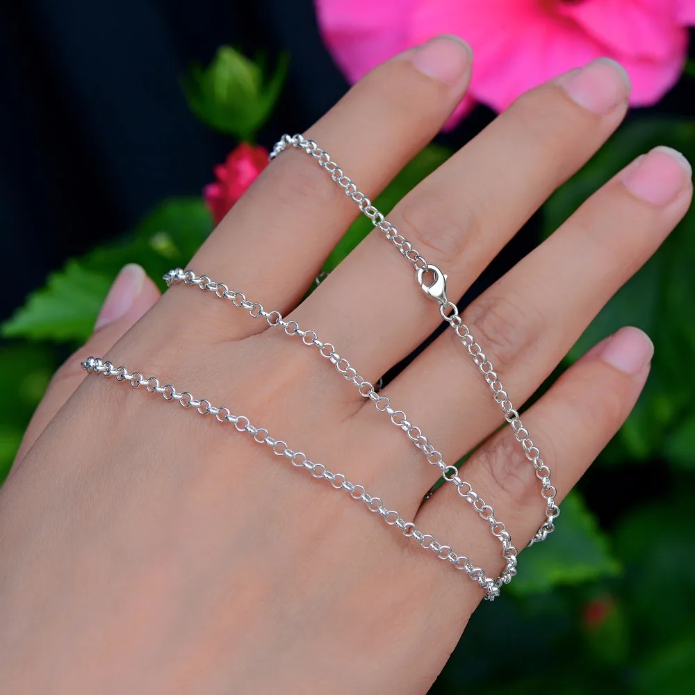 Caimao 925 стерлингового серебра ожерелье жемчужная форма цепи для женщин Новое поступление 50 см длина