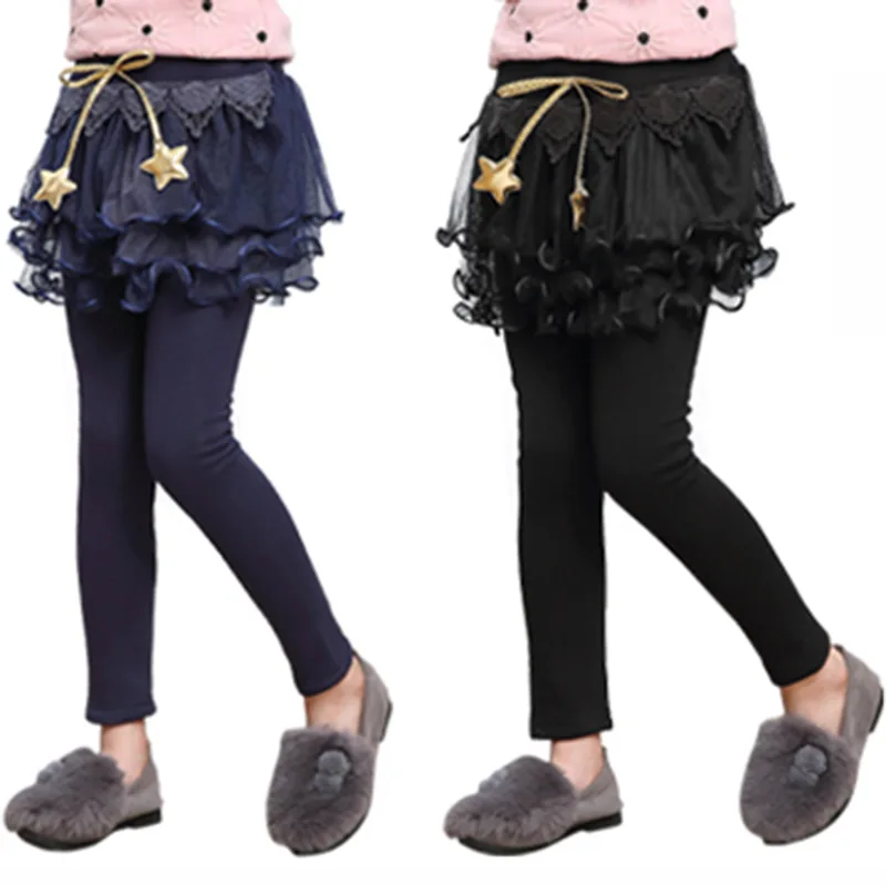 

Winter Retail Girl Leggings Girls Skirt-pants Cake Skirt Girls Warm Pants Kids Plaid Slim Leggings Children Cotton Tutu Trousers