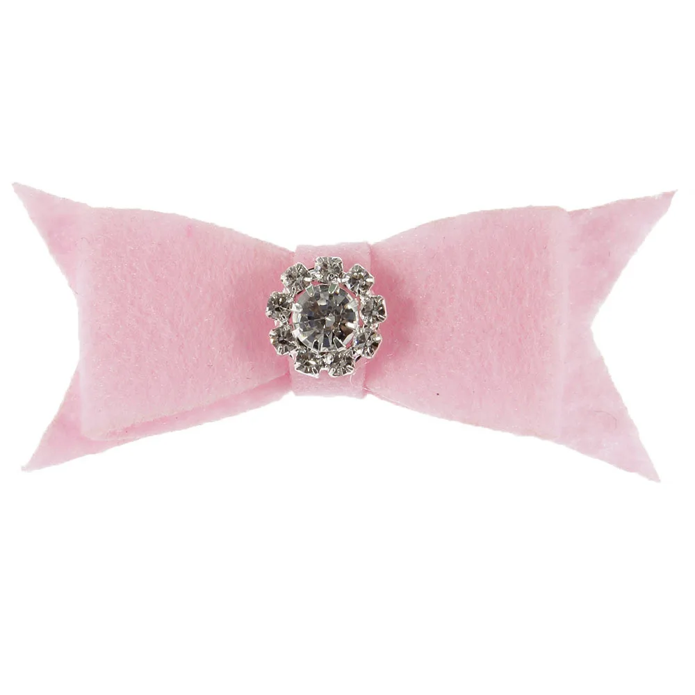 

Yundfly 5pcs Artificial Felt Bows With Rhinestone For Kids Boutique Headbands Hairclips DIY Girls Headwear Hair Accessories