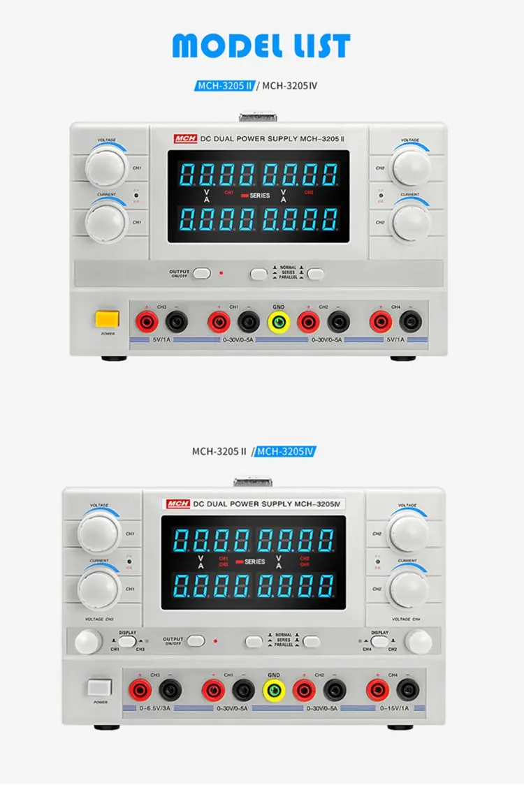 MCH четырехканальный Регулируемый источник питания постоянного тока четырехразрядный дисплей mA выход линейный Регулируемый 32V5A серия-параллельная функция