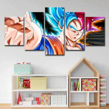 

5 Pieces Cartoon Anime Canvas Painting Dragon Ball Z Goku Canvas Wall Art Print Poster Modern Boy Room Home Decor Wall Picture