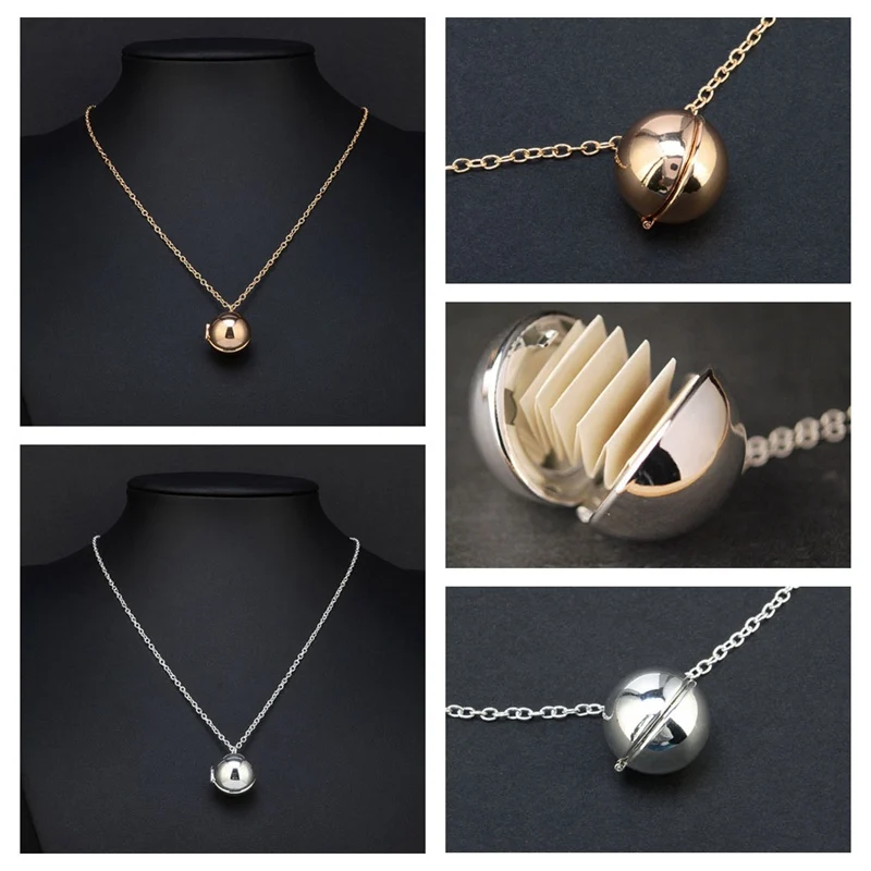 

1pc New Charm Vintage Lady Secret Message Ball Silver Gold Color Pendant Necklace Jewelry Confession Love Sweater Necklace Gift