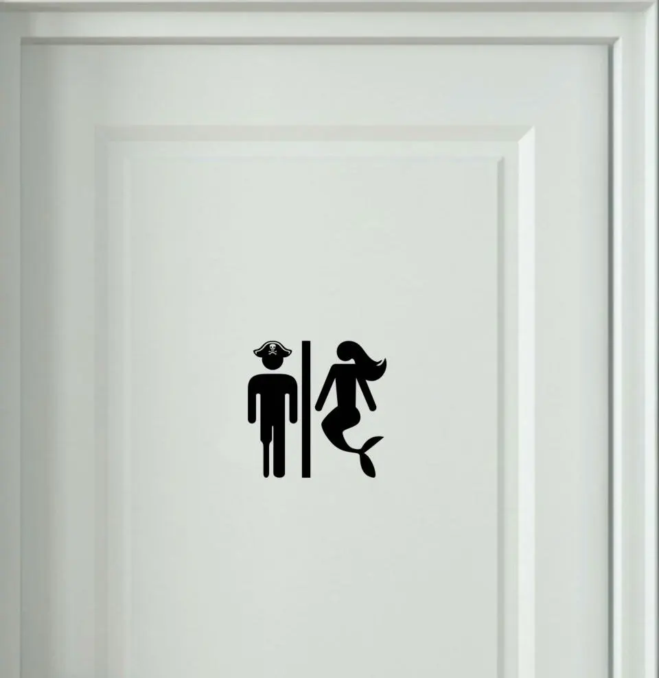 funny priate and mermaid silhouette design washroom or bathroom door stickers toilet decals vinyl stickers washroom - Bathroom Doors Design funny priate and mermaid silhouette design washroom or bathroom door stickers toilet decals vinyl stickers washroom - Bathroom Doors Design