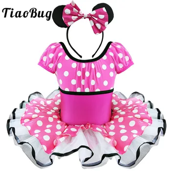 

TiaoBug Girls Polka Dots Ballet Tutu Dress with Headband Kid Dance Costume Child Ballerina Party Dance Leotard Performance Dress