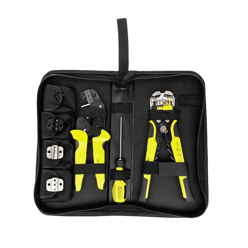 

Urijk 7Pcs Multi Tools Wire Crimper Hand Tools Kit Engineering Ratchet Terminal Crimping Plier Wire Crimper Stripper Screwdiver