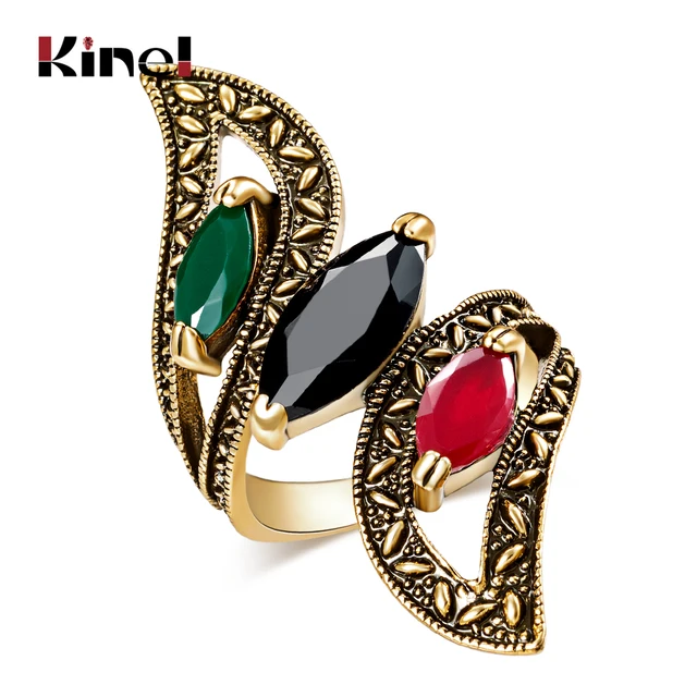 Fashion 2016 Vintage Big Ring Antique Gold Color Mosaic Colorful Resin Rings For Fashion 2016 Vintage Big Ring Antique Gold Color Mosaic Colorful Resin Rings For
