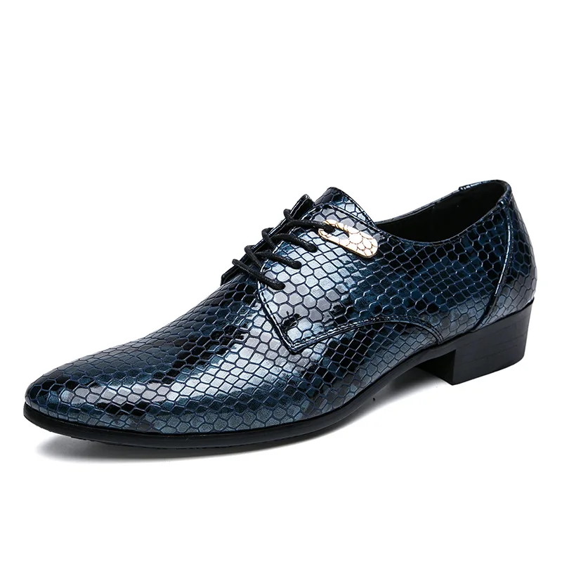 

BACKCAMEL2019 new fashion men's British python pattern glossy fashion shoes large size banquet business casual shoes38-46