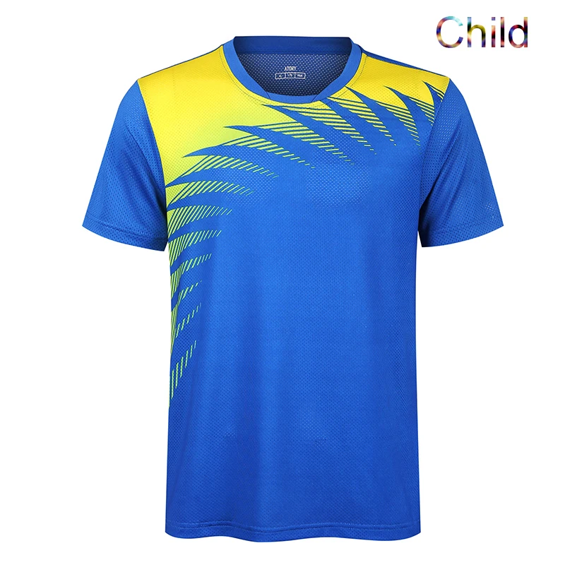 Рубашка для бадминтона Для женщин/Для мужчин/детей, спортивная рубашка для бадминтона, рубашка для настольного тенниса, теннисная одежда рубашка, пинг-понга Джерси Шорты черный K98 - Цвет: Child Blue