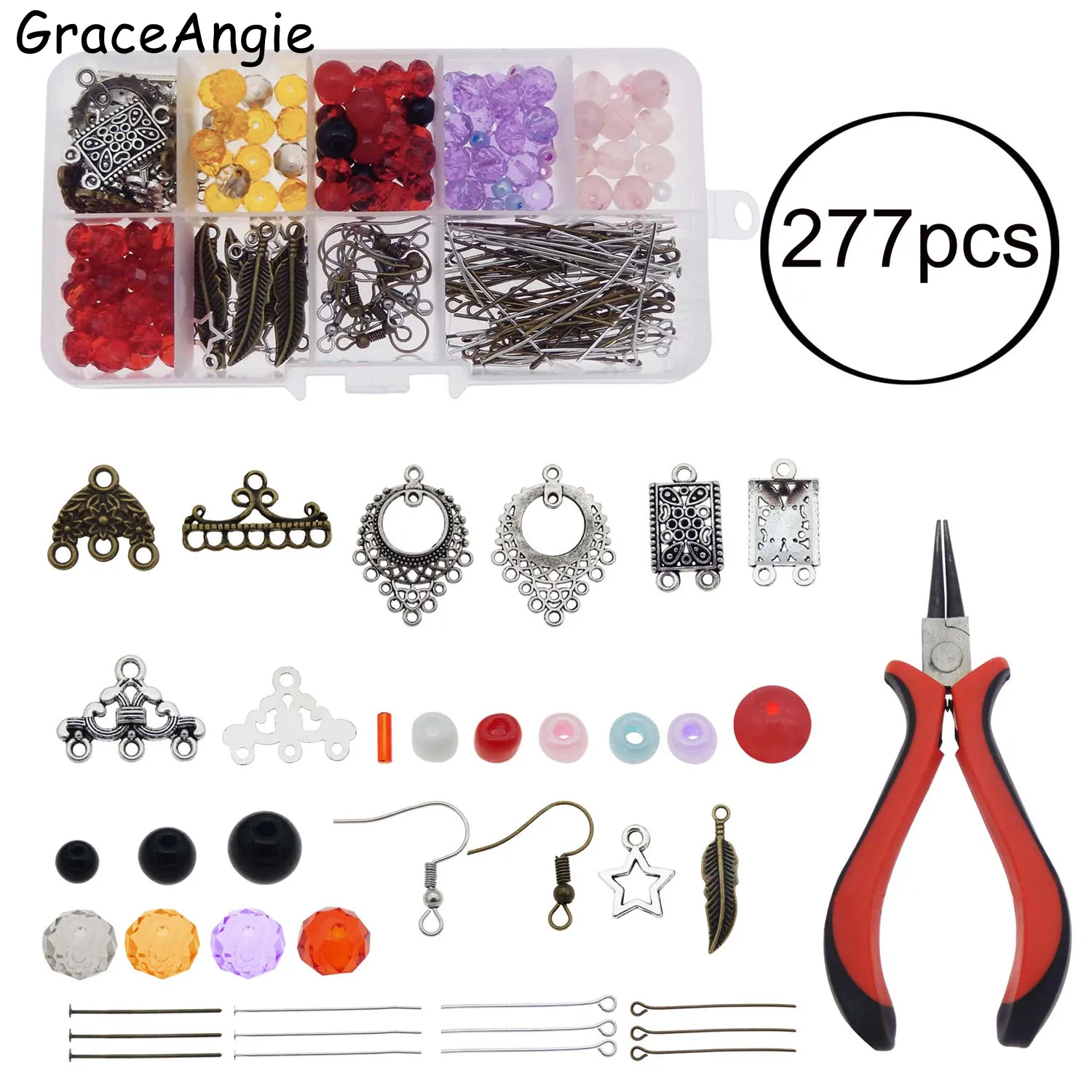 

Wholesale Jewelry Material Beads Earring Hook/beads Pendant/Jump Rings/Pins Box Findings Pliers Tools Set Equipment/Needle