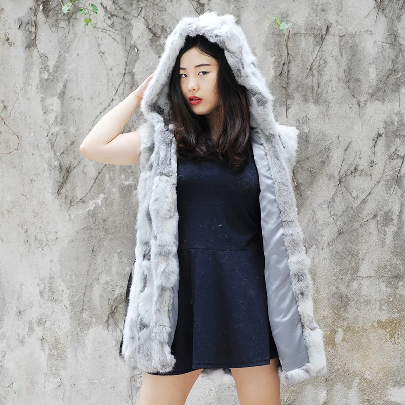 CX-G-B-102A высокое качество пикантные меховой жилет Для женщин кролика Меховой жилет Настоящее пальто с мехом для зима-осень модная верхняя одежда