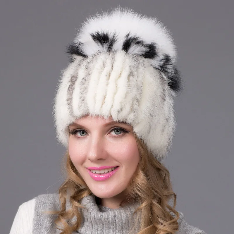 DHY 25 Europe and America Mink Fur Hat Female Cap Mink Fur Hat Women