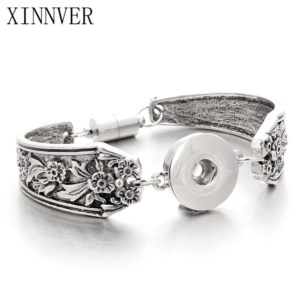 Кнопки Jewelry xinnver кнопки Пуговицы Браслеты цветы резные Винтаж Магнитная 18 мм Оснастки Браслет для Для женщин ze037