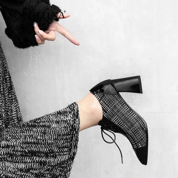 

SOPHITINA Hot Sale Mature Women Pumps Spring Fashion Genuine Leather High Heel Lady Shoes Classics Cross-tied Design Pumps PO88