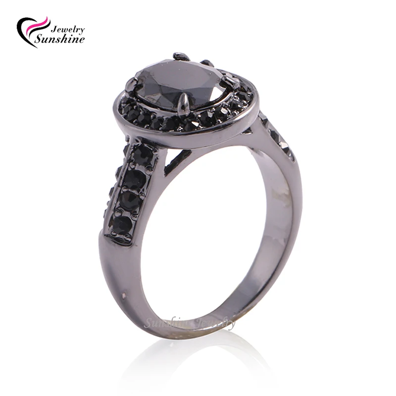 Big Promotion! New Trendy Unique Black Gold Filled Wedding Rings Fine Jewelry Women’s Party Ring