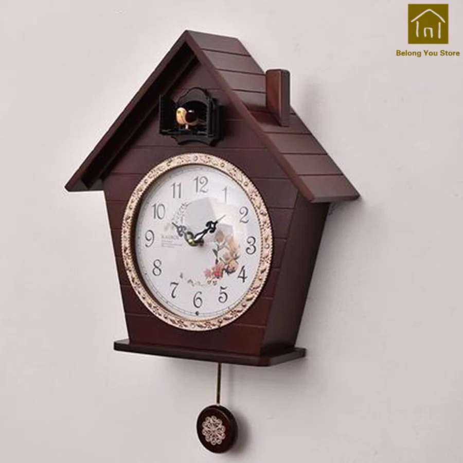 

Cute Wood Wall Clocks Cuckoo Clock Creative Wall Watch Mechanism Living Room Silent Designer Decorative Relogio Parede WZH675