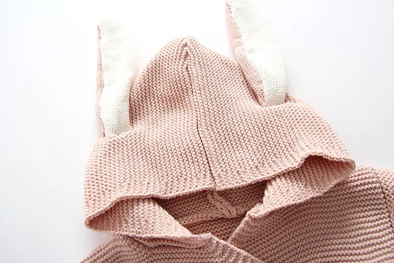 Новый осенний комбинезон Bunny Ears вязаный детский спальный мешок стерео одежда для малышей ползунки