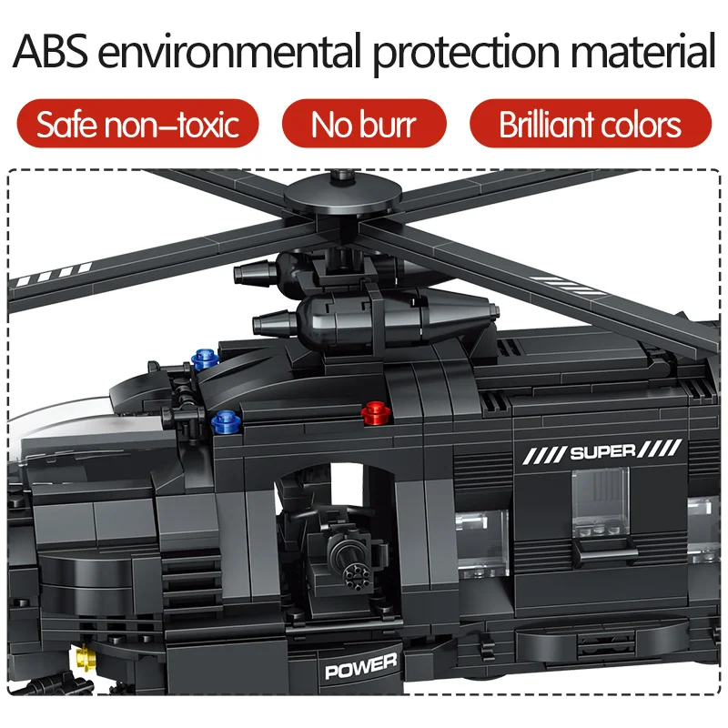  1351PCS SWAT Team Transport Helicopter Building Blocks legoingly Military City Police Figures Educa