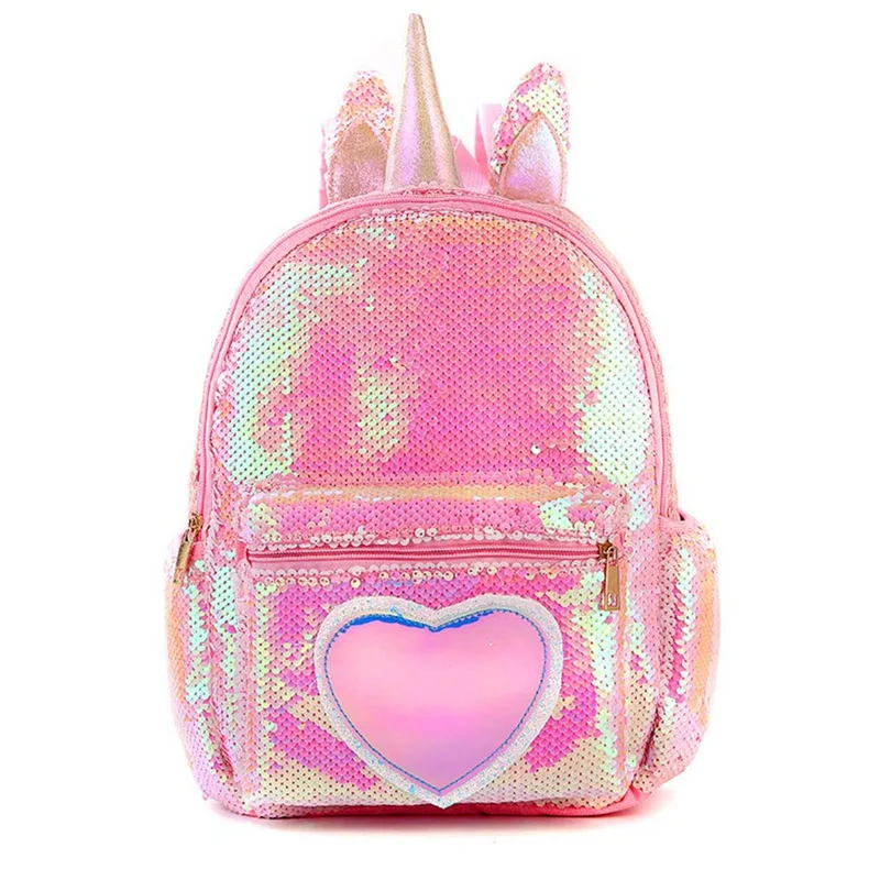 Женский рюкзак с блестками, милый ранец с единорогом для подростков, студенток, девочек, ранец, женский рюкзак - Цвет: PK