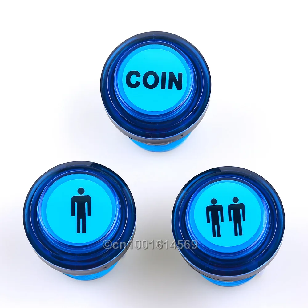 Easyget Arcade Games LED Illuminated 1P & 2P Arcade Start Player Push Buttons + LED Coin Button