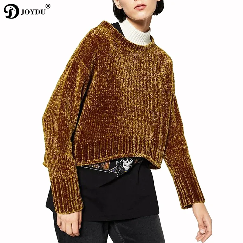 

JOYDU Fashion Winter Thick Pullover Chenille Knitted Sweater Women 2018 New Design Irregular Hem pull femme Casual Loose Jumpers