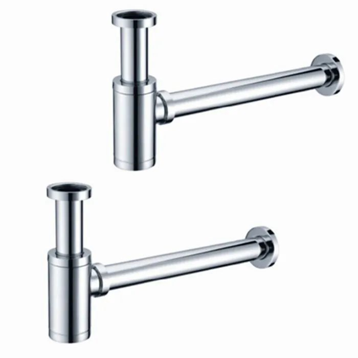Free-shipping-2-pieces-Bottle-Trap-Brass-Round-Siphon-Chrome-P-TRAP-BATHROOM-VANITY-BASIN-PIPE