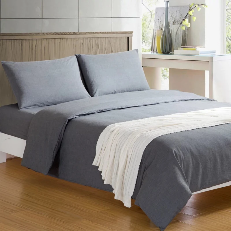 2017 Washed cotton pure cotton four set Muji bedding washed cotton