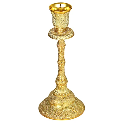 ERMAKOVA Metal Candle Holder Stand Candelabra Taper Golden Candlestick Floral Peacock Embossed Wedding Event Party Candelabra - Цвет: 1-Arm Tall