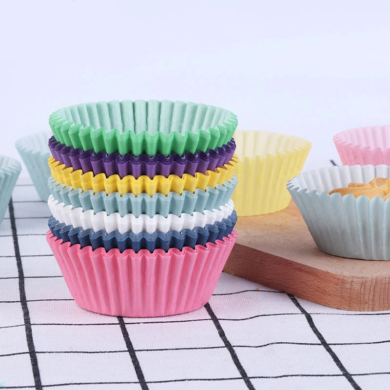 Behokic 100 Pcs DIY Mini Baking Cups Dessert Molds Cupcake Liners Random Pattern