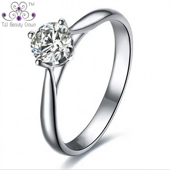 

1 Piece Real 925 Sterling Silver Classic 4 Prongs Simple Design White Cubic Zirconia Wedding Rings For Woman Bridal Sets Jewelry