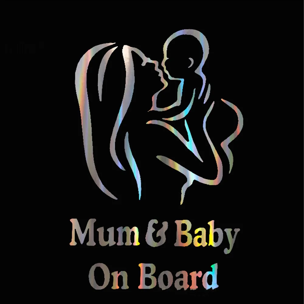 

1PCS 12*18cm Cute Car 3D Stickers Mum and Baby on Board Safety Warining Reflective Decals Vinyl Sticker Waterproof Paster